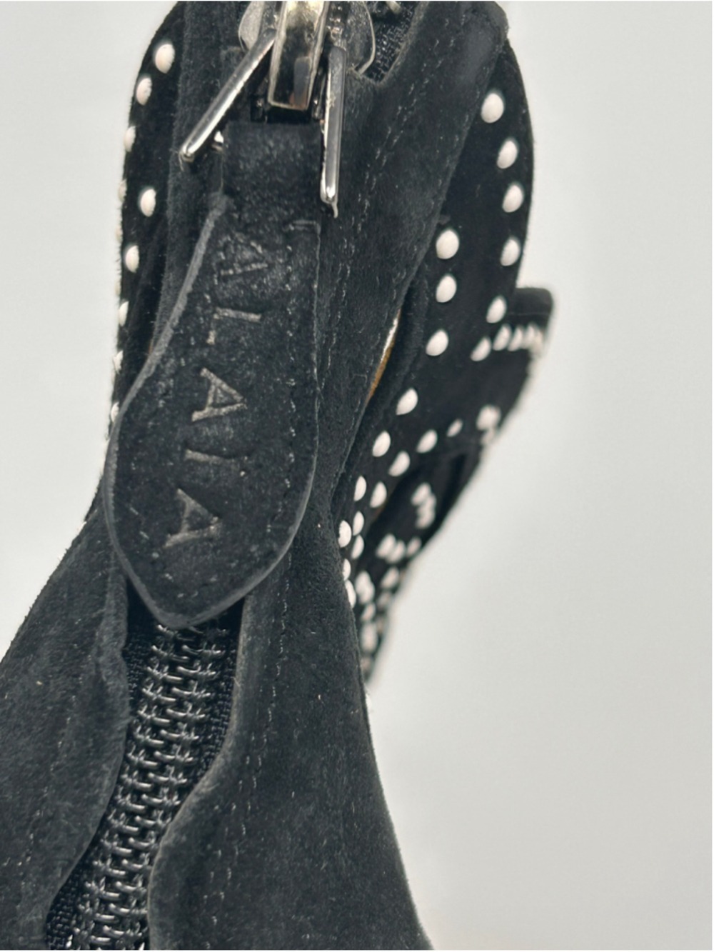 Alaïa Black Suede Laser Cut Studded Open Toe Bootie Heels 37 - Picture 5 of 9